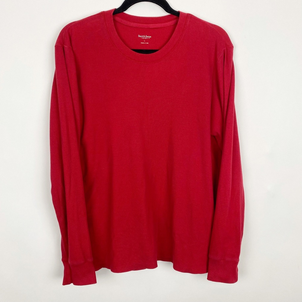 Burt's Bees Baby Ribbed Organic Cotton Long Sleeve Top Women Large Red